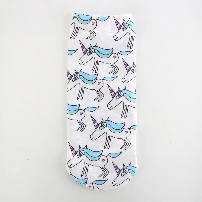 18 Trend Cute 3D Print Socks Women Ankle Socks Cartoon Animal Unicorn 3D Printing Sock Art Socks female - Цвет: 18