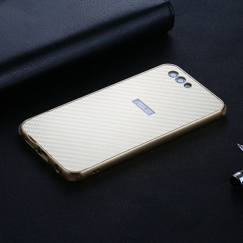 Для Asus Zenfone 4 ze554kl случае Алюминий металла Рамки+ Карбон Волокно жесткий чехол для Asus Zenfone 4 ze554kl 5.5 ''В виде ракушки