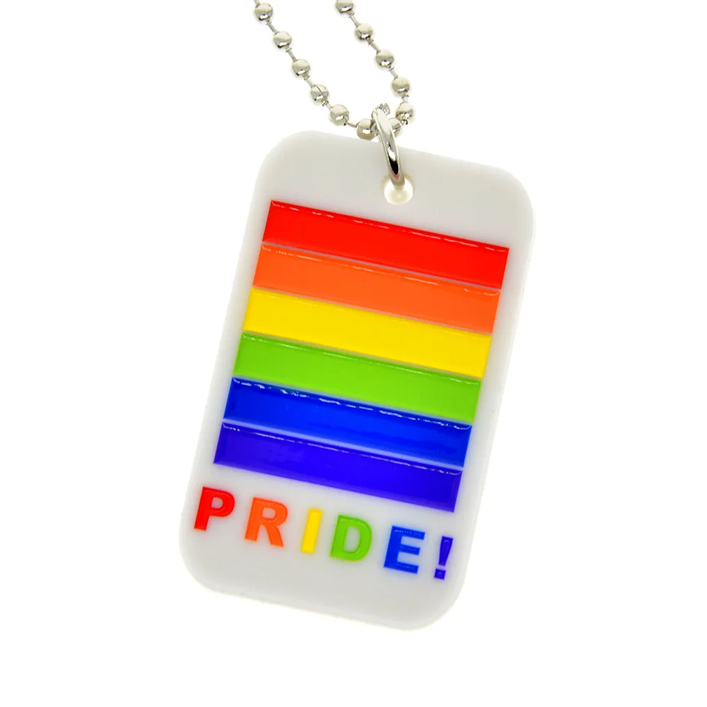 

OBH 25PCS Gay Pride Silicone Dog Tag Pendant Necklace with 24 Inch Ballchain