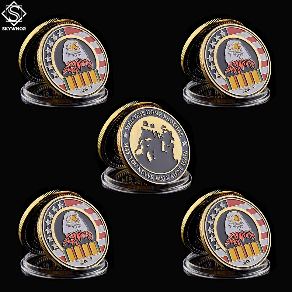 5 шт./лот Америка Добро пожаловать домой брат Золотой/Серебряный Орл свобода