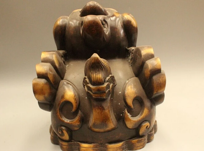 11 &quotКитайский Народный Латунь Богатство Fly Единорог Зверь Статуя Медь сад Латуни