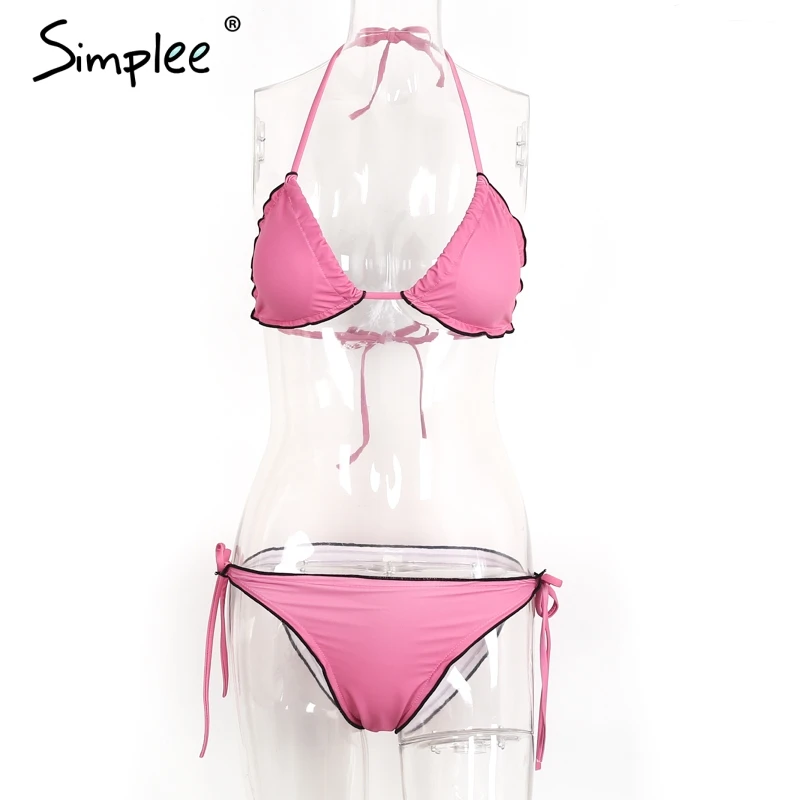 Simplee сексуальный Холтер Мягкий комплект нижнего белья из двух частей Летнее