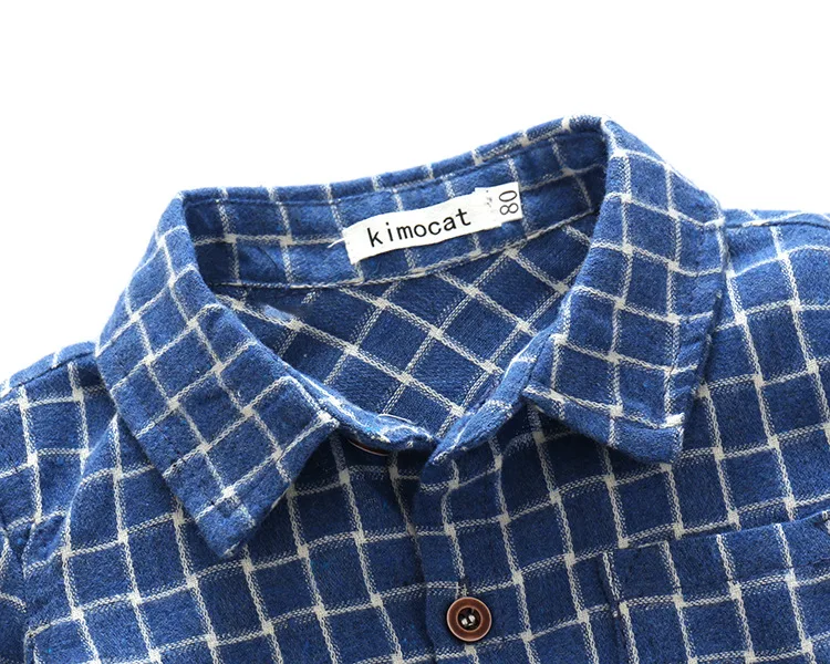 Kimocat new Baby boy's plaid shirt for children in autumn style children's cotton long-sleeve baby clothes | Детская одежда и