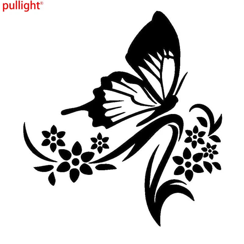 

14*15CM Flowers And Butterfly Fresh Natural Vinyl Car Stickers Motorcycle SUVs Bumper Car Window Car Styling Decals