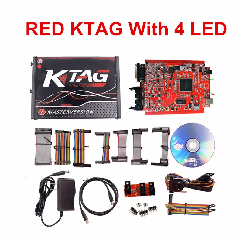 Разблокированный без маркера красный KESS V2 V5.017 V2.47 ECU чип тюнинг ЕС онлайн KESS 5,017 4 Led KTAG 7,020 2,23 менеджер Тюнинг Комплект - Цвет: KTAG 4 LED or 2 LED