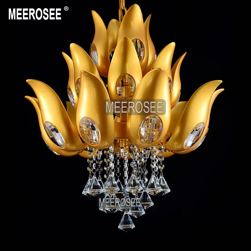 

Floral Design Gold Crystal Chandelier lighting fixture Gold color Light suspension luminaire for Lobby Foyer Staircase MD15170