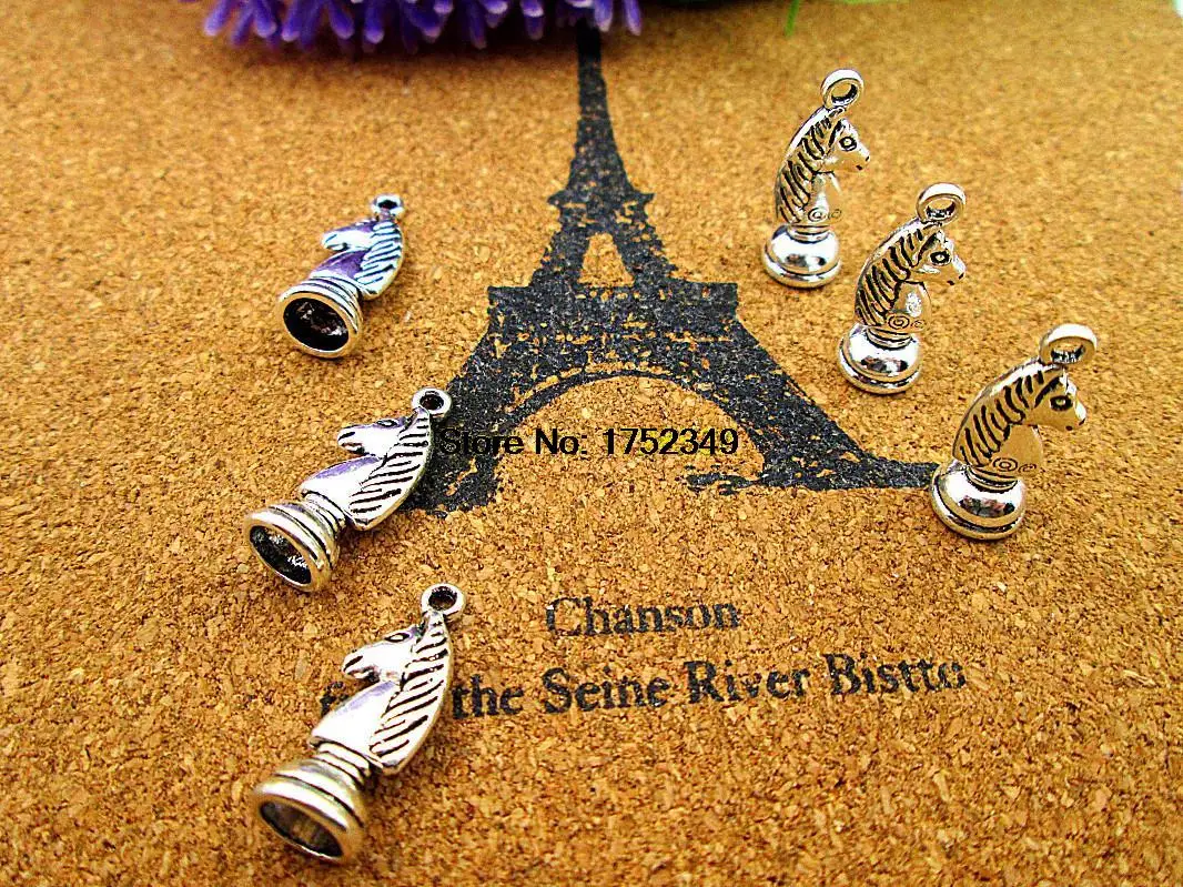 18 шт./лот 20*8 мм подвеска в виде античного Посеребренного шахматного рыцаря |