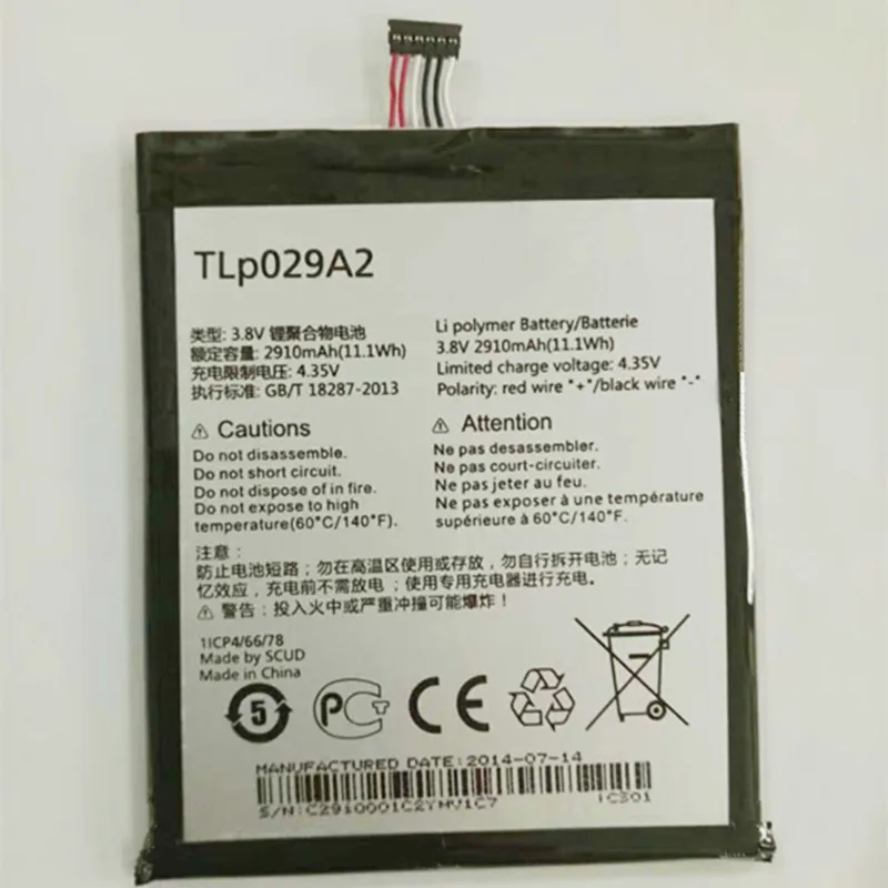 

Original Replacement Battery 2910mAh TLp029A2 TLP029A2-S Battery For Alcatel One Touch Idol 3 I806 6045Y 6045K Battery