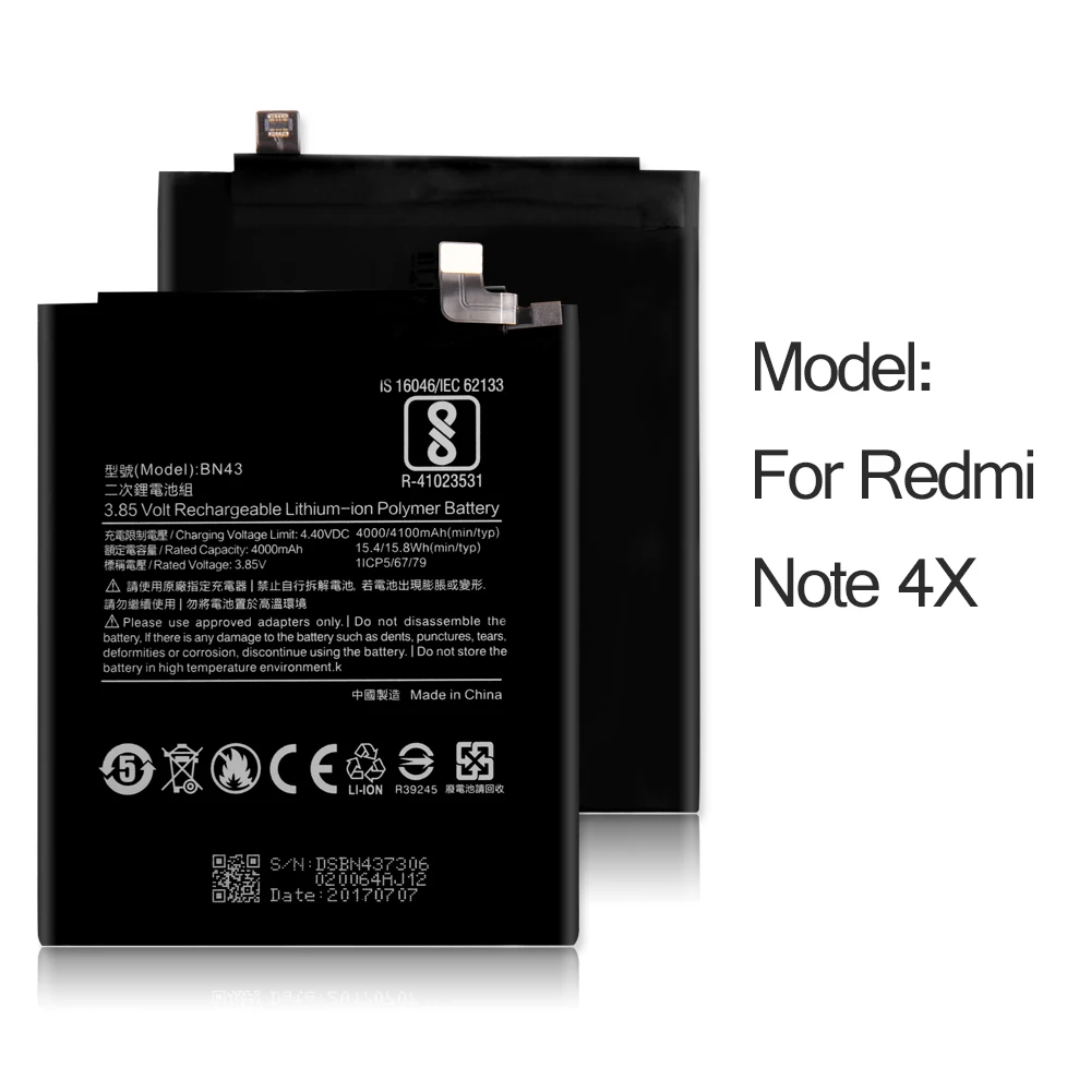Srjtek для Xiaomi Redmi Note 4X батарея BN43 Замена инструменты 4000/4100 мАч Hongmi Note4X