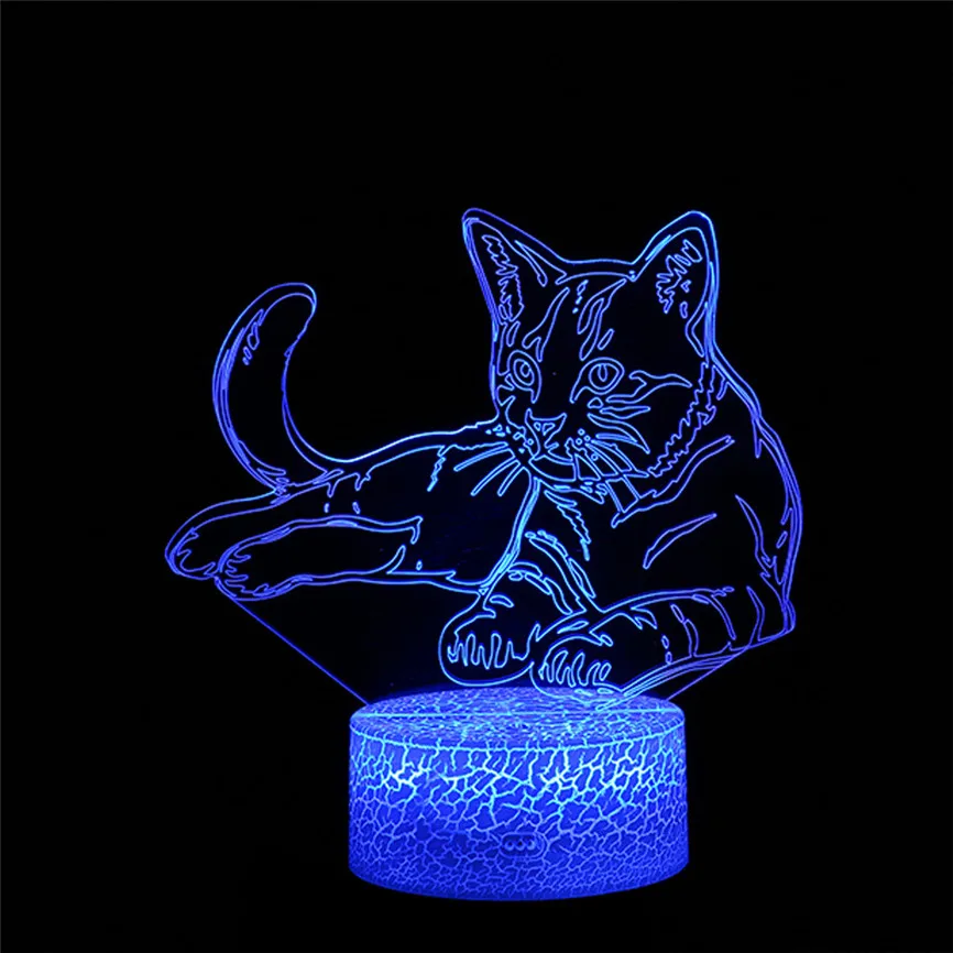 Кошка 3D ночник USB животное сменная лампа настроения светодиодный 7 цветов Иллюзия Настольная лампа с пультом дистанционного управления домашний декор игрушка подарок D#3