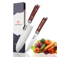 keemake high quality santoku utility knife german 1 4116 steel blade kitchen knives set color wood handle sharp meat fruit cut