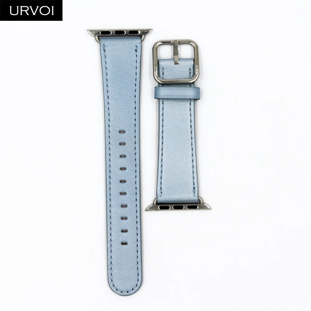 Light blue URVOI Band для apple watch серии 5 4 3 кожаный ремешок для наручных часов iwatch, с классической пряжкой современный дизайн GEN.2 40/44 мм - Цвет ремешка: Light blue