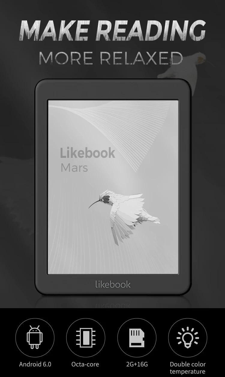 Новая Модель Мальчики Likebook Mars 7," для чтения электронных книг двойной Цвет передний Передний фонарь читалка 2G/флеш-накопитель 16Гб 8Гб, четырёхядерный андроид 6,0 e-ink электронная книга чехол