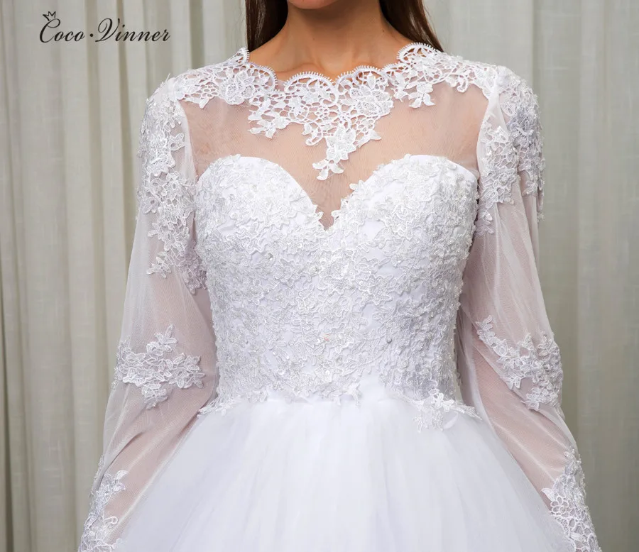 Кружевное винтажное свадебное платье аппликация для бального платья vestido de noiva корт поезд с длинным рукавом на заказ свадебное платье W0074