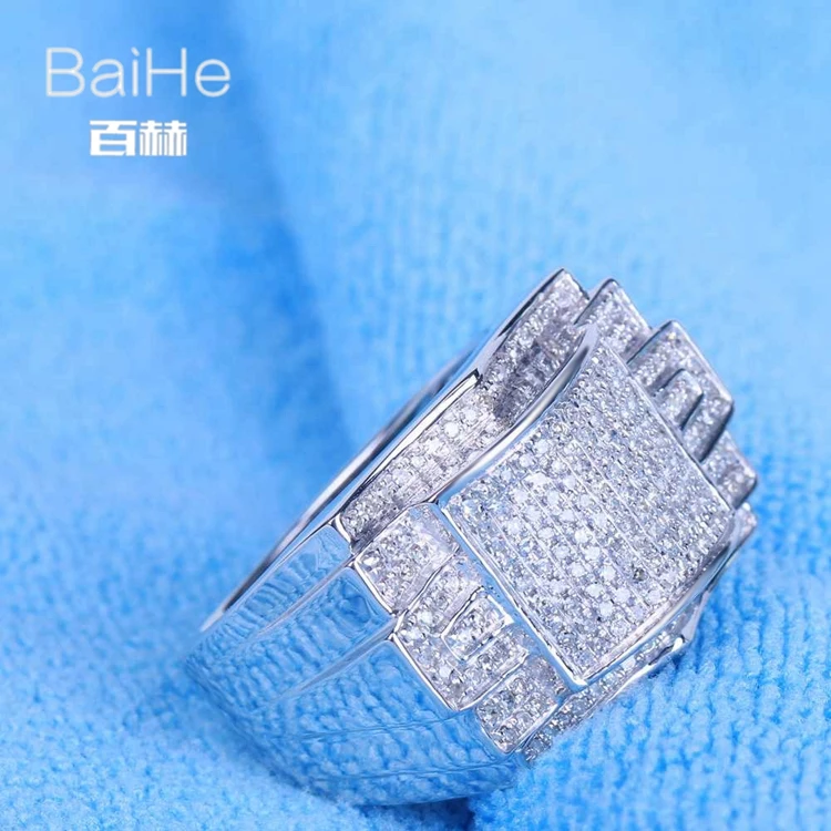 BAIHE стерлингового серебра 925 0.7CT Сертифицированный из натуральной бриллиантами, безупречная основная губка для Обручение Для мужчин модные ювелирные изделия кольцо