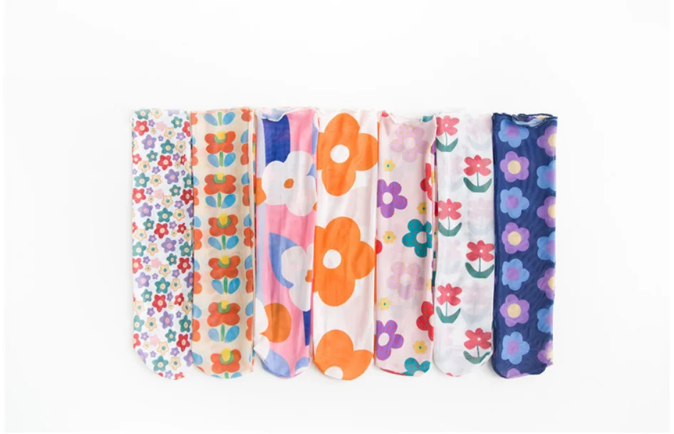 14pairs/Lot! Summer New Colorful Tulle Flower Mesh Socks Cute Wild Net Yarn Pile Thin Breathable Socks