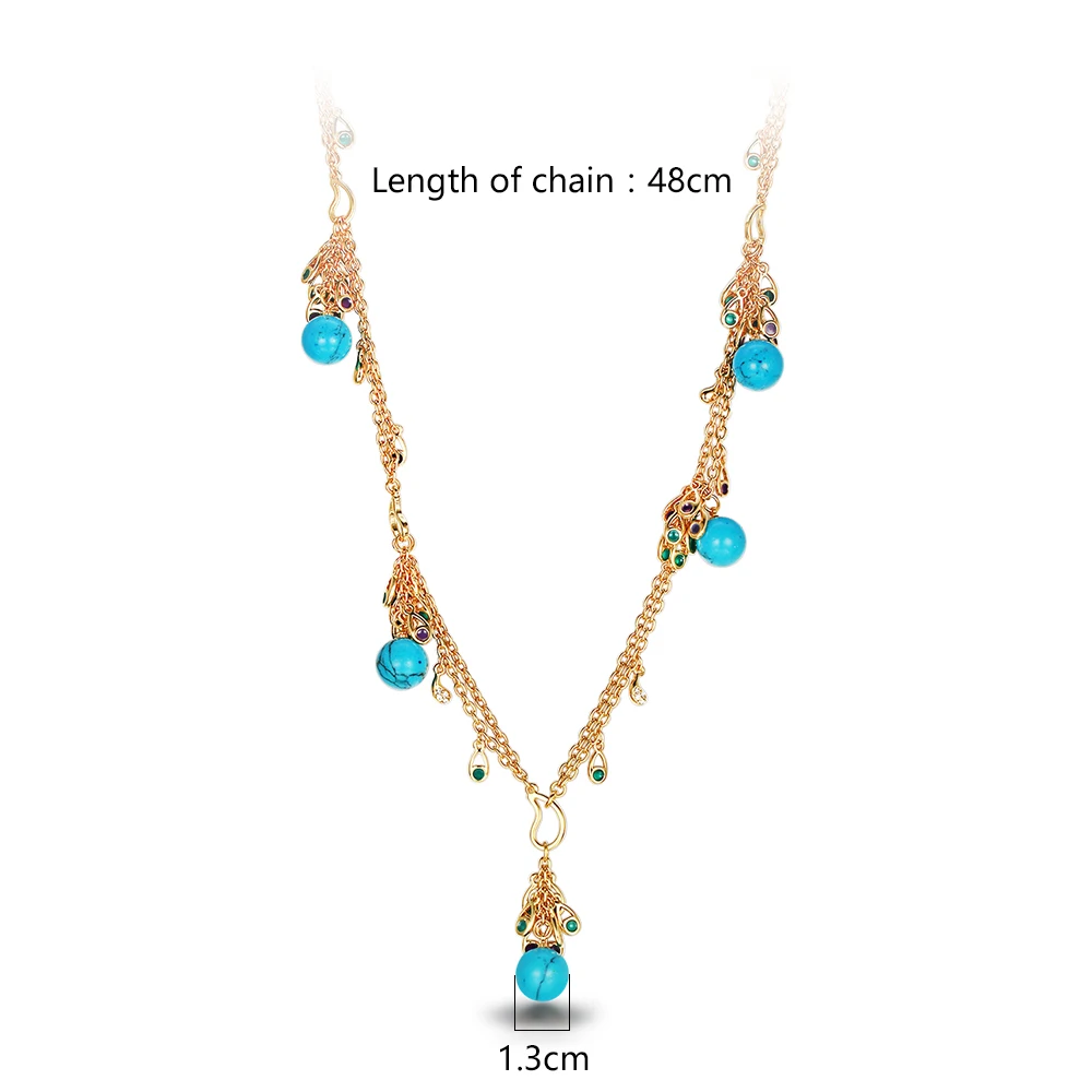 Viennois Gold Color Chain Necklaces For women Long Simulated Necklace Peacock Feathers Rhinestone Trendy | Украшения и аксессуары