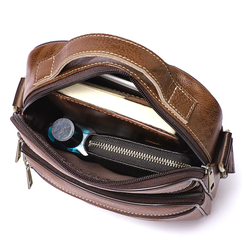 Portable Shoulder Messenger Women Men Bag Crossbody Genuine Leather Briefcase Office Business Work For Small Handbag Male Female