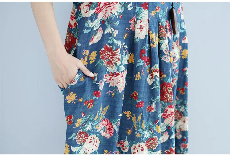 Женское платье с цветочным принтом DIMANAF повседневное винтажное большого размера