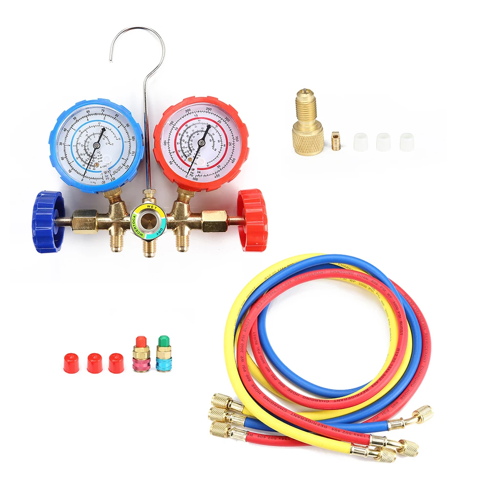 R22 R134 R404 R410 Current Divider Meter Set Manifold Gauge Durable Pressure Gauge Valve Air Condition Refrigeration Maintenance