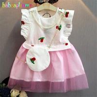 summer baby girl dresses cherry print princess costume children clothing lace tutu toddler dressbag kids clothes 0 7year bc1425
