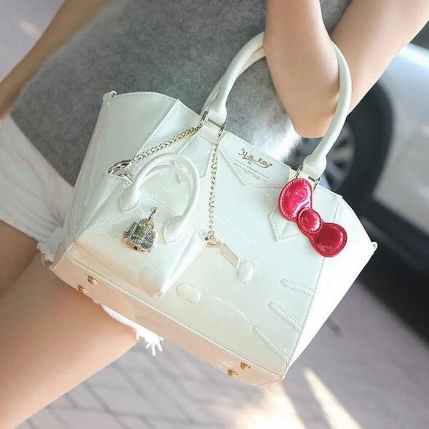 Роскошные известная марка дизайнер женщины женщина кожа hello kitty сумки на ремне