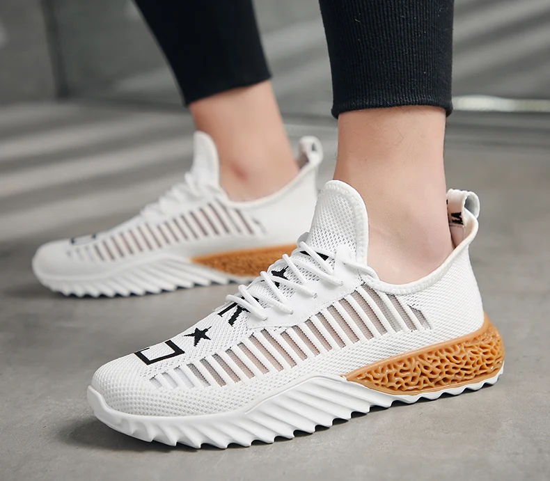 Hemmyi/белые мужские кроссовки; дышащие; Flyknit; chaussure homme; удобная повседневная мужская обувь на шнуровке; Прямая поставка