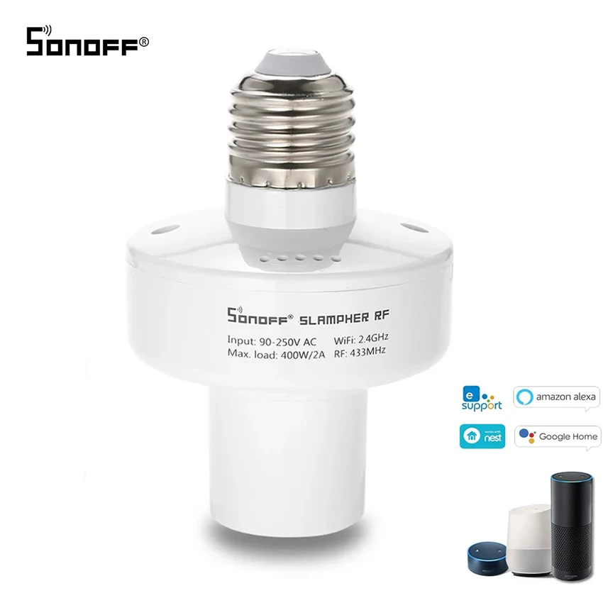 Itead Sonoff Slampher РФ 433 мГц Wi-Fi Умный Свет Держатель E27 Wi-Fi свет лампы накаливания Держатель поддерживает RF приемник для умного дома