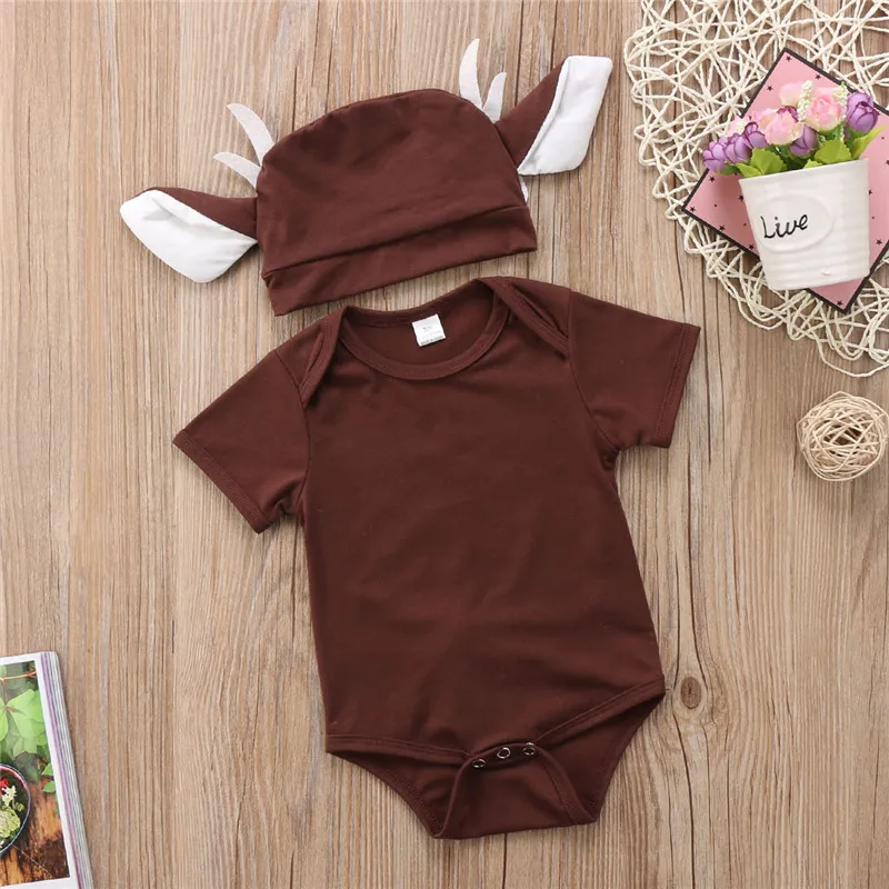 Рождественский костюм для новорожденных мальчиков и девочек комбинезон с