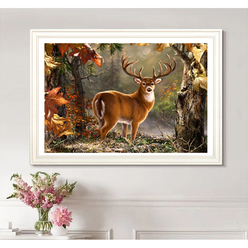 Diamond Embroidery Painting Animal 5D DIY Mosaic Deer in forest Full Round Square Home Decoration | Дом и сад