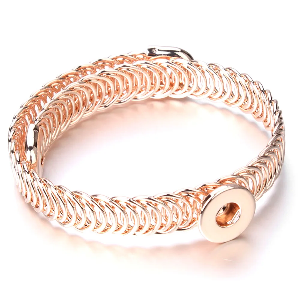 Женский металлический браслет из розового золота с регулируемыми кнопками 12