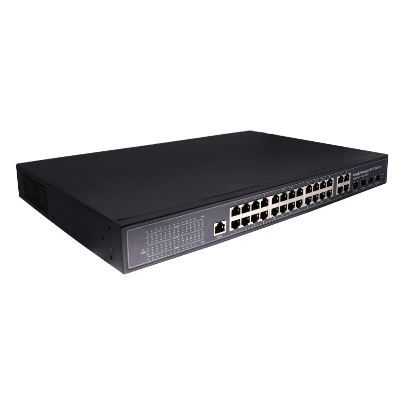 24 коммутатор переключатель Ethernet управляемый POE 48V с 4x1000 м Uplink 4 гигабитный SFP