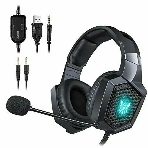 Синий ONIKUMA K8 игровая гарнитура стерео Бас RGB наушники для PS4 Xbox One - Цвет: Синий