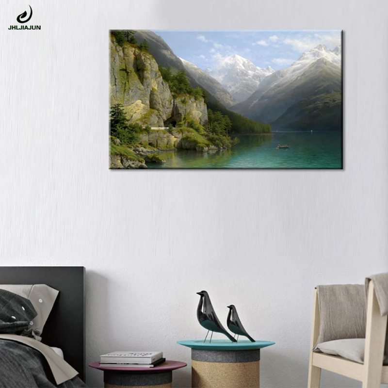 Настенная картина JHLJIAJUN на холсте в скандинавском стиле HD с изображением гор и