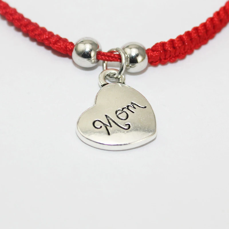 Браслет с надписью I Love You Mom Lucky Красная веревочная нить Charm подарок на день матери