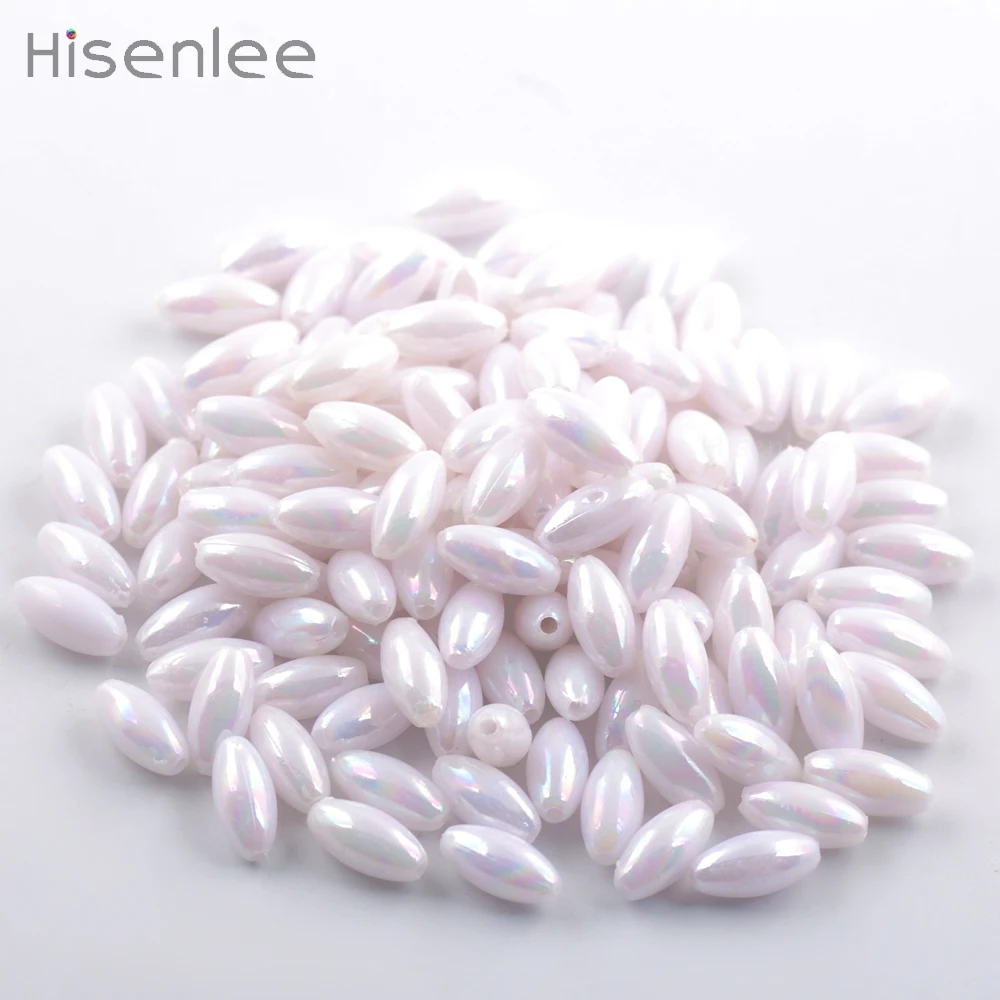 Hisenlee новый узор 6*12 мм 100 шт. Белый Акрил превосходная Форма Риса высокое