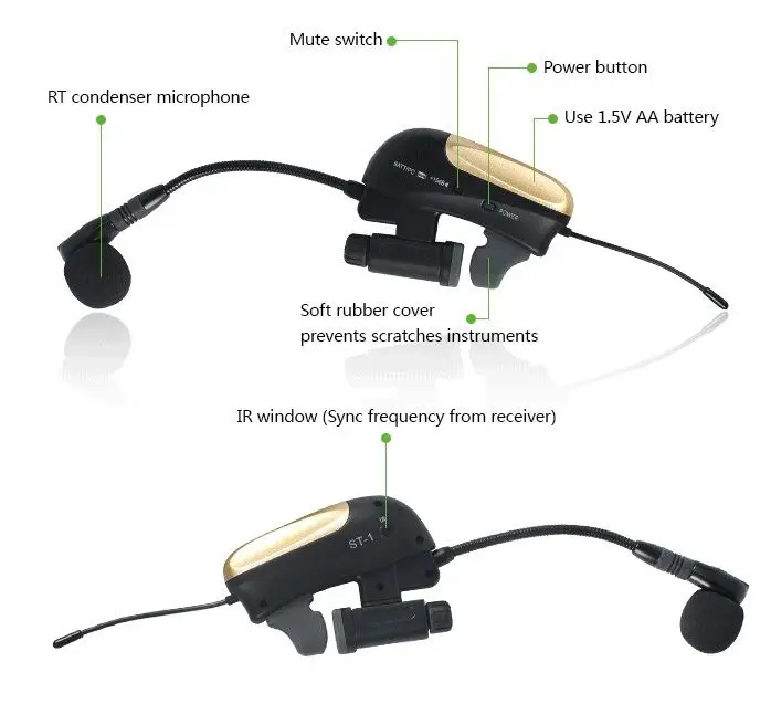 ACEMIC Pro Двухканальный беспроводной саксофон микрофон истинное разнообразие