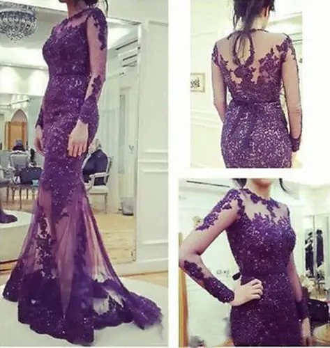 Robe de soiree, новинка, Русалка, с высоким воротом, с длинным рукавом, со шлейфом, бисер, тюль, с аппликацией, официальное платье для матери невесты