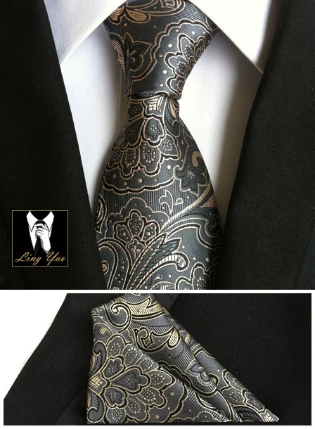 8cm Men Luxury Formal Neck Ties Set with Pocket Square Unique Floral Necktie Sets