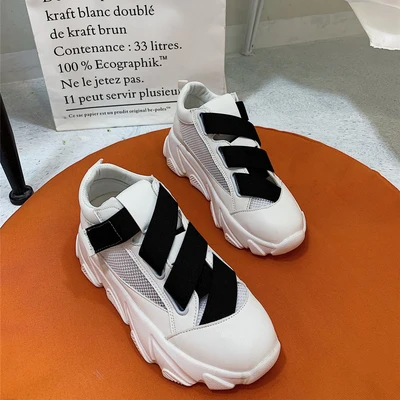 Черный LMCAVASUN/Женская обувь на плоской подошве; chaussure; модная сетчатая обувь на резиновой подошве; летние дышащие ботинки на толстой подошве; обувь с высоким берцем; цвет белый - Цвет: Черный