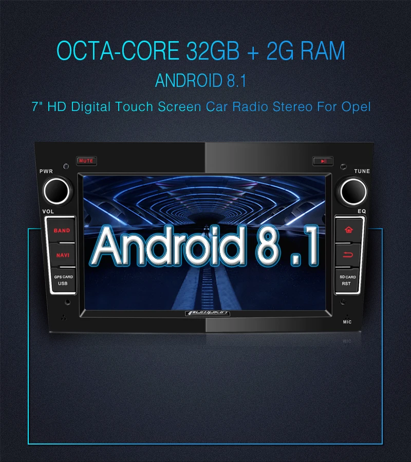 Pumpkin 2 Din Android 8 1 Автомобильный мультимедийный dvd плеер без gps навигатора