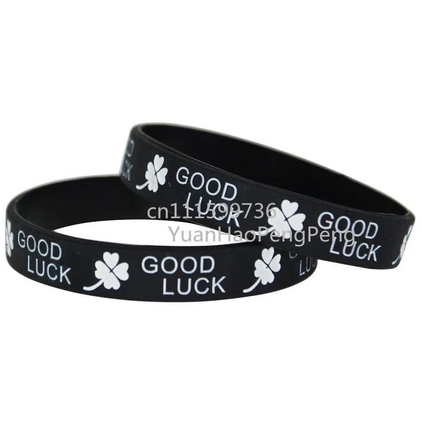50pcs/Lot Good Luck with Clover Leaf Silicone Debossed Filled in Colour Wristband Bracelet | Украшения и аксессуары
