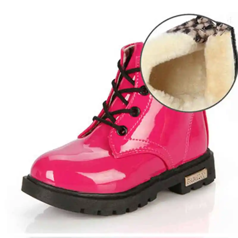 Brand New Boys Girls Snow Winter Ankle Boots For Children Shoes PU Leather Flats Heels Martin Booties Size 21-36 Little Big Kids | Детская