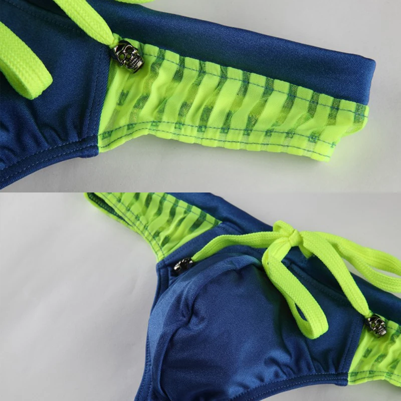 Для мужчин сексуальные плавки с плетением в стиле пэчворк купальники со