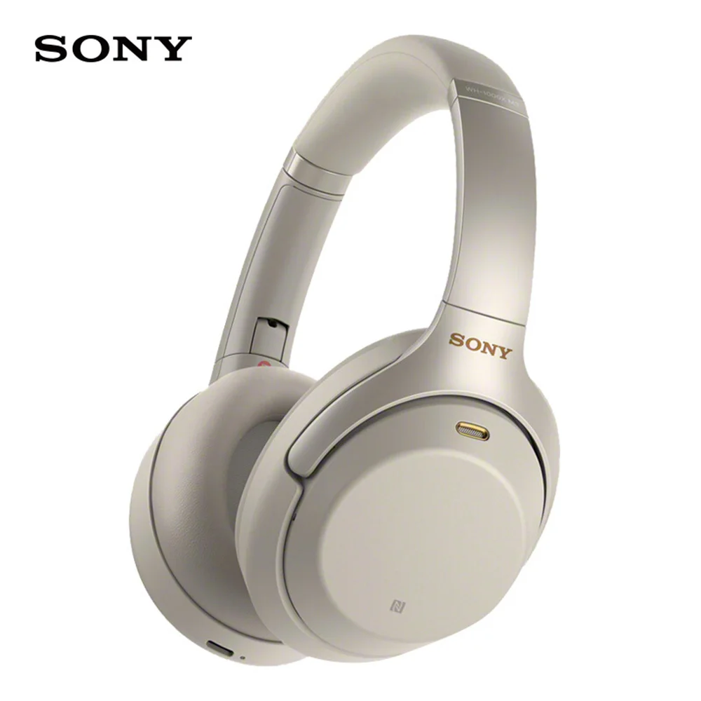 Белый Беспроводные bluetooth-наушники SONY WH-1000XM3, накладная гарнитура, интеллектуальная шумоподавляющая NFC сенсорная панель, громкая связь - Цвет: Белый