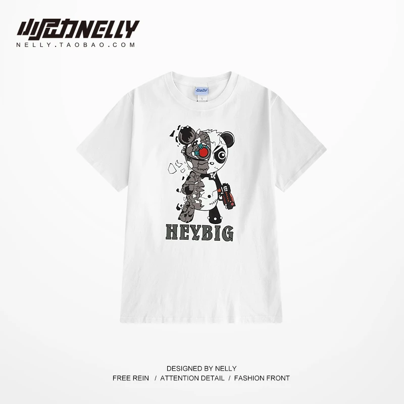 NELLY/2019 летняя Американская футболка в стиле хип-хоп с принтом панды короткими