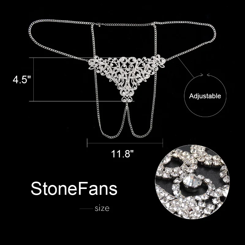 StoneFans женское серебряное бикини нижнее белье стринги пояс с кристаллами цепочка