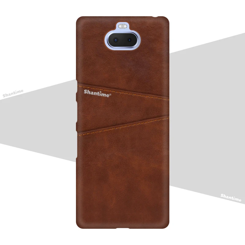 Brown Роскошная винтажная кожаная задняя крышка для sony Xperia 10 чехол для телефона для sony Xperia 10 Plus слот для карт из искусственной кожи чехол - Цвет: Brown