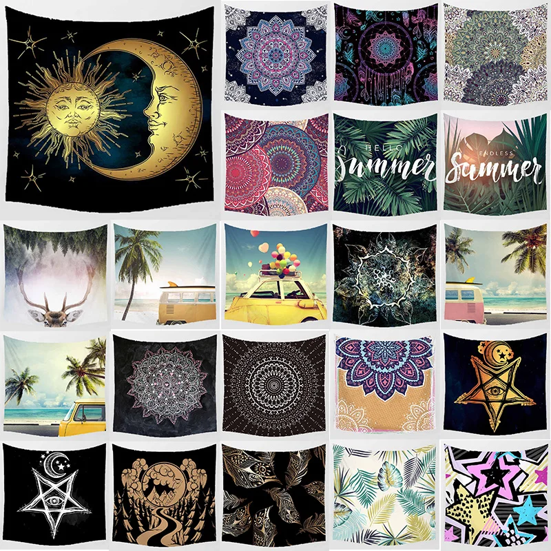 Единорог Луна и защита от солнца Мандала стене висит гобелены домашний декор для