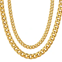 mens miami curb cuban link chain necklace hiphop gold silver color stainless steel chains for men and women hip hop jewelry